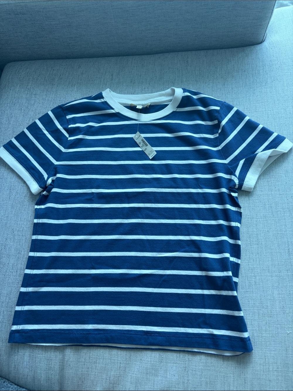 Madewell Navy and White Striped Tee